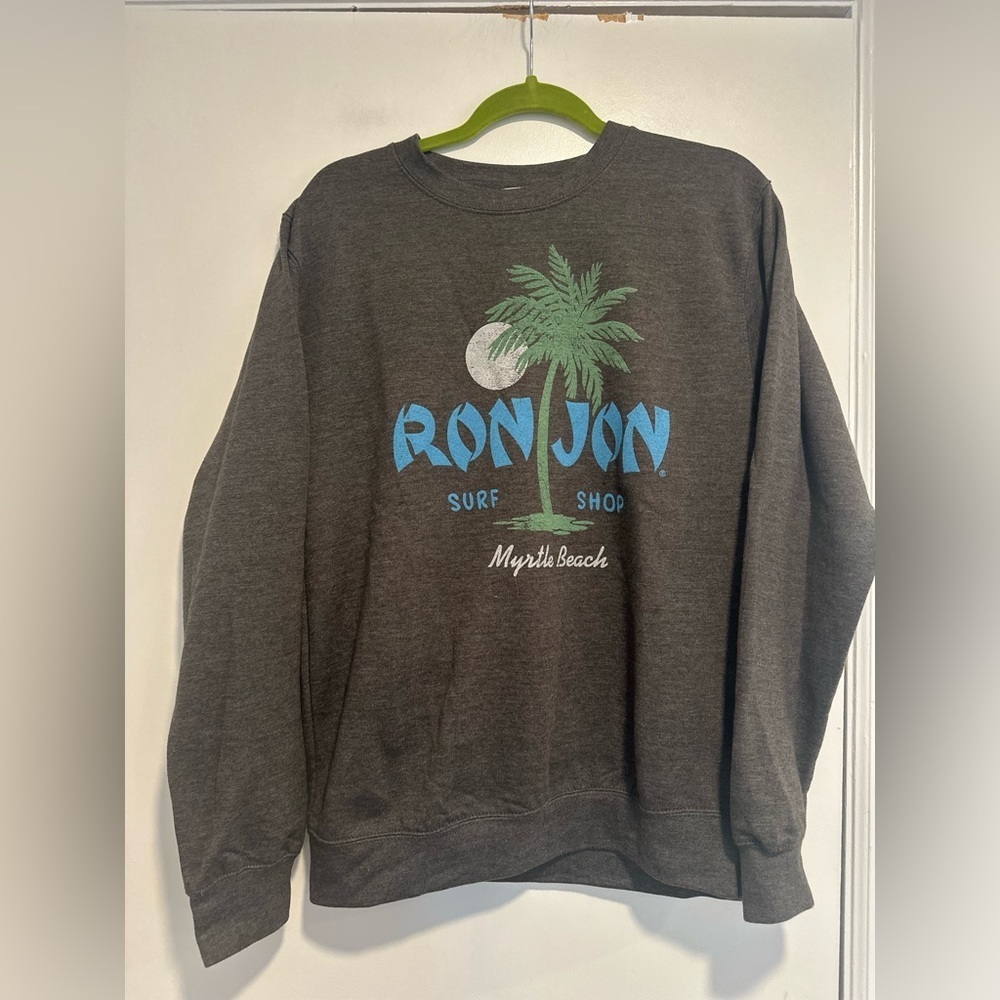 Ron Jon Surf Shop Sz: M‎ Gray Myrtle Beach Crewneck Surfer Pullover Sweatshirt.